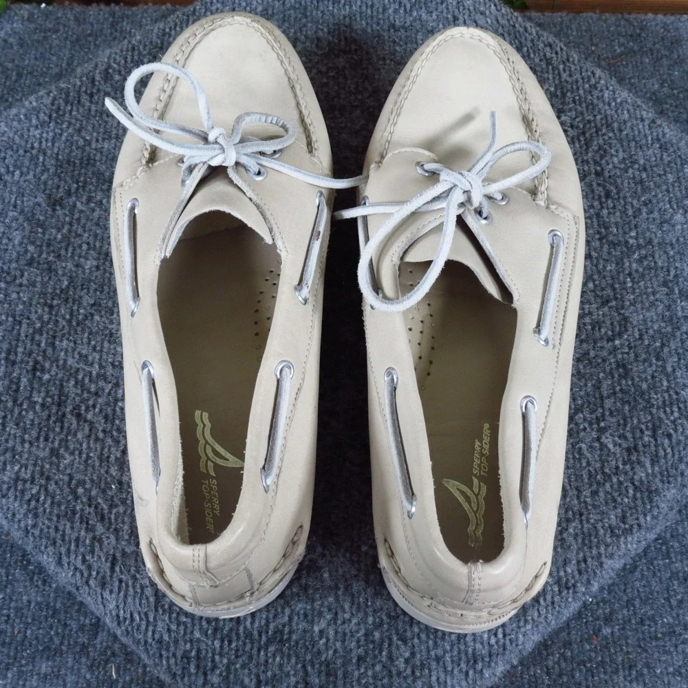 Sperry Authentic Original Mens Boat Shoe Size 11 Casual Nautical Beige Leather